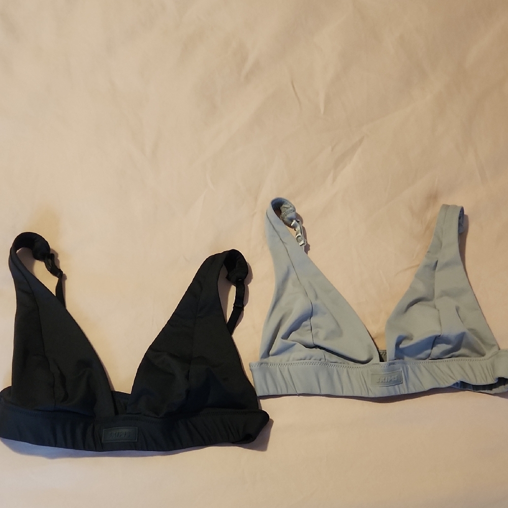 SKIMS Elegant Black and Gray Swim Bras